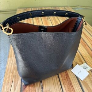 Fossil Leather Jessie Bucket Shoulder Bag Large